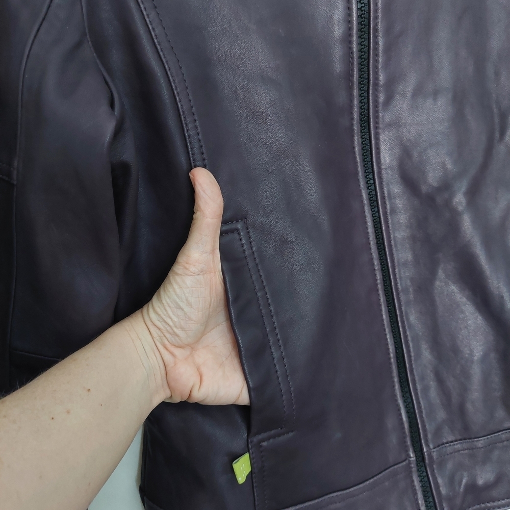 Women's Purple Leather Jacket - Picture 2 of 11